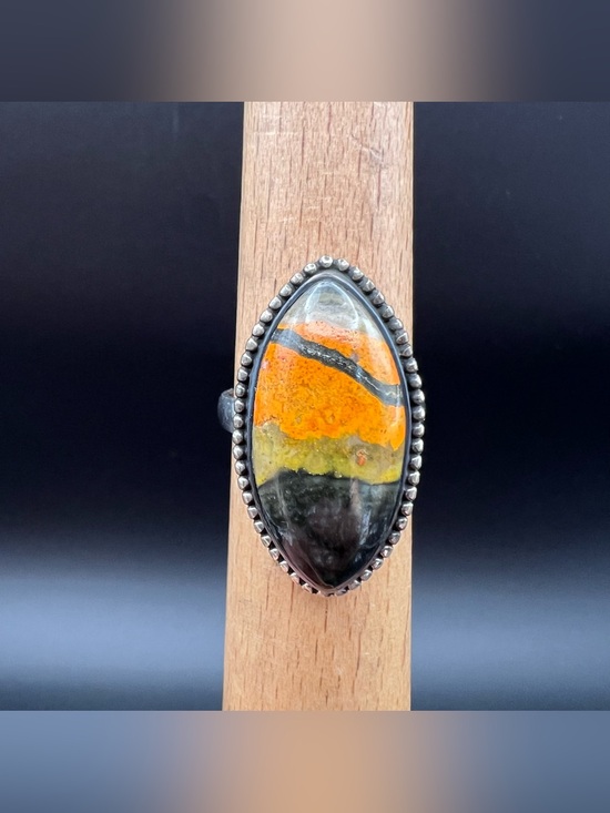 925 Sterling Silver Jewelry - Sterling Silver Bumblebee Jasper Ring